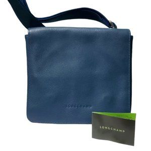 NEW LONGCHAMP Cuir Sac Porté Travers Teal Leather Unisex Messenger Crossbody Bag